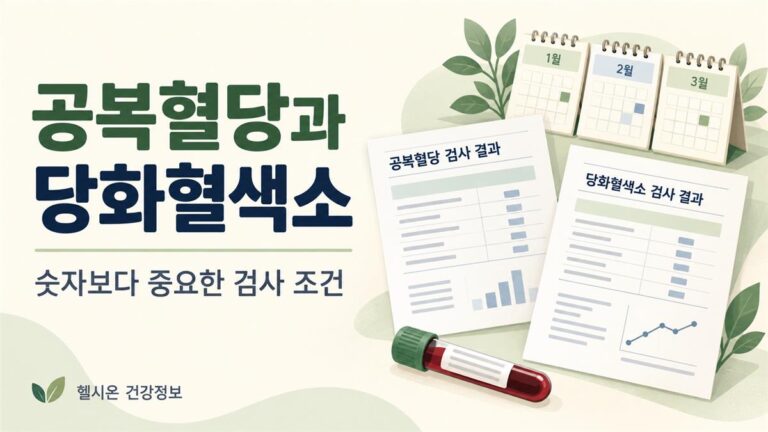 공복혈당과 당화혈색소 검사 결과를 비교하는 건강정보 안내 이미지
