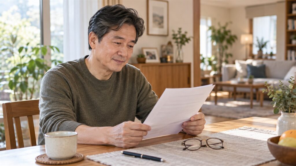 혈색소 검사 결과를 읽고 진료 질문을 준비하는 생활 장면